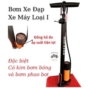 Bơm xe đạp xe máy có đồng hồ bơm khỏe nhanh đầy hơi - HÀNG CAO CẤP