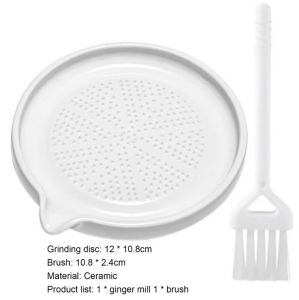 Japanese-Style Ceramic Ginger Garlic Grinder with Brush – Manual Mashed Potato & Ginger Grinding Dish | Kitchen Tool