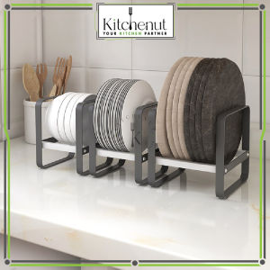 Kitchenut Kitchen Steel Plate and Bowl Organizer Rack Space Saver Dish Drying Shelf