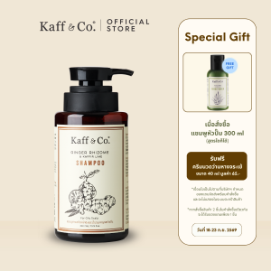 [ชิ้นเดี่ยวได้ของแถม 2ชิ้นเก็บโค้ดลดเพิ่ม] Kaff & Co. แชมพูสำหรับผมมัน ลีบเเบน ลดผมร่วง แชมพูสารสกัดเหง้าขิงและน้ำมันมะกรูดสกัดเย็น 300 ml