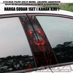 Stiker Pilar Pintu Mobil Satu Set Kanan Kiri - Cocok untuk semua Mobil Tema Lion-Singa