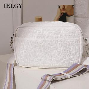 IELGY กระเป๋าสะพายข้าง Pu สีทึบสไตล์เกาหลีสำหรับผู้หญิง