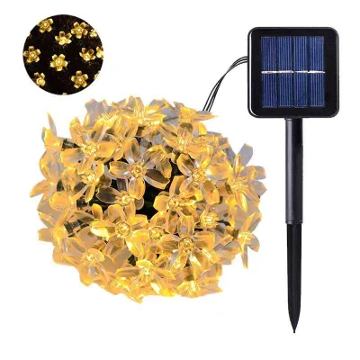 5M 20led Solar Cherry Blossom Flower String Lights Outdoor Waterproof Christmas Garden Deco Lights