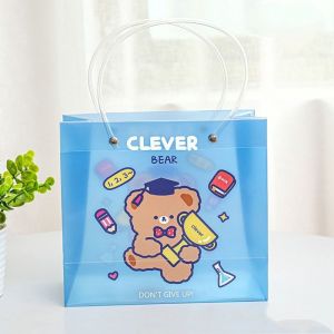 1 PC Cute Bear PP Hand Bag Tote bag Packaging Gift Bag Event Bags Birthday Bag Stationary Organizer