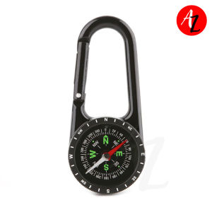 2 in 1 Zinc Alloy Compass Carabiner Keychain for Outdoor Hiking Camping Hunting Big Dial Direction Guide