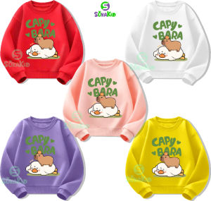 Combo 3 Áo cho bé Sweater bé trai va bé gái in hình capybara và cá sấu từ 6kg-32kgATD04