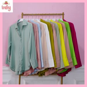 (LIVE) INBY FASHION - Kemeja Atasan polos katun rayon over size XXL