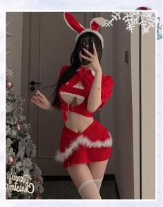 U Gonna S Giáng Sinh Quần Áo Ngủ Cho váy nữ tay áo ngắn màu đỏ nâng Đồ Lót Quần Áo Ngủ Thời Trang 2025 Mới Thiết Kế Đàn Hồi Đảng Món Quà Giáng Sinh