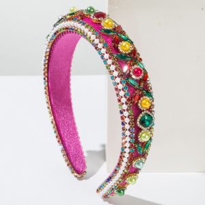Sponge Soft Cushion Hair Band for Girls Baroque Crystal Anti-Slip Daily Hair Accessory
