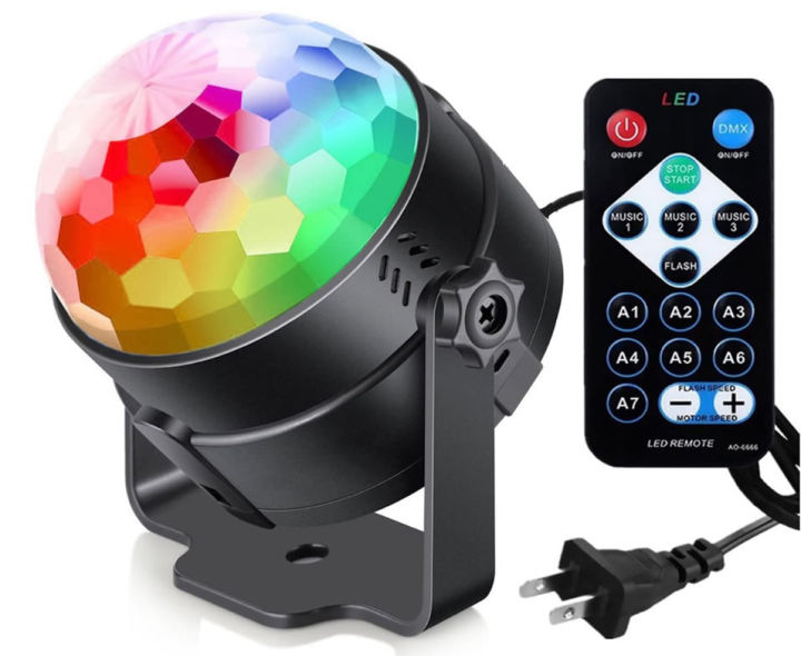 RGB Disco Ball Sensor Activated Party Lights with Remote Control for Dj Lighting, RBG Disco Light and Strobe Lamp