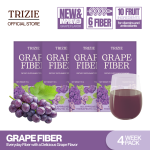 NEW TRIZIE Grape Fiber 4 Week Bundle (10g x 7 sachets x 4)  [Gentle Detox Fiber Drink for Weight Loss with Psyllium Husk Fiber Acai Prune Maqui Berry 0% Sugar]