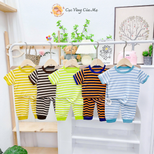 Bộ Cộc Tay Quần Dài Cho Bé Bộ Tay Ngắn Quần Dài Thun Lạnh Sọc Cho Bé Trai Và Bé Gái Từ 6kg - 16kg [019]
