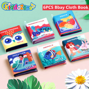 KiddoZone Baby 6pcs Sensory Cloth Books Set Fabric Intelligence Development Educational Toys for 0-3 Years Old Kids baby toys