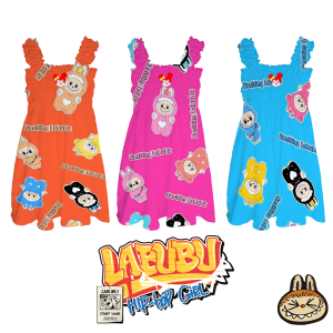 Dress Anak Perempuan Printed Labubu Imut Model Singlet 1-8 Tahun / Daster Anak Cewek Print La Bubu The Monsters Kutung COD / Terusan Anak - Anak Lekbong ZORAYA