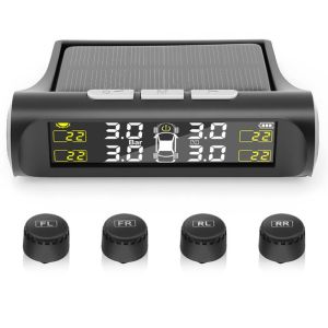 ระบบการตรวจสอบแรงดันยางรถยนต์พลังงานแสงอาทิตย์แบบไร้สายระบบการตรวจสอบแรงดันยางรถยนต์ที่มี4เซ็นเซอร์ภายนอกแสดงเวลาจริงบนหน้าต่าง22-87 PSI สำหรับรถยนต์ซีดานไฟ SUV MPV RV