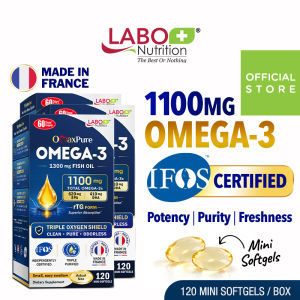 [3 Boxes] LABO Nutrition OmaxPure 1100mg rTG Omega-3 Fish Oil EPA DHA | IFOS Certified High Potency Pure & Fresh | Heart Health Brain & Active Lifestyle Mini Softgels 360s | No Fishy Burps Aftertaste