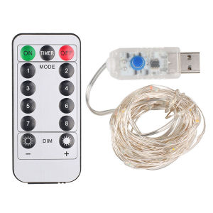 USB led strip light outdoor waterproof AA battery operated fairy string lights 20M 10M 5M muluticolor blinking decoration lamp with remote control 8 work modes for ramadan Christmas party garden decorations lighting