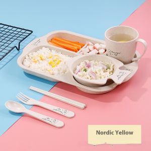 Hobibear đáng yêu cho trẻ em Bộ đồ ăn với tấm chia bát cup & dao kéo cho ăn uống lành mạnh