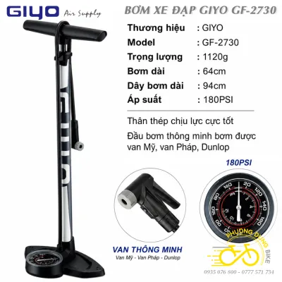 Bơm sàn cao cấp xe đạp GIYO GF-2730 - Van thông minh