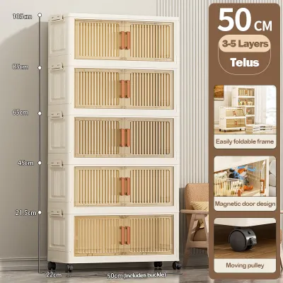 【𝗡𝗘𝗪 𝟮𝟬𝟮𝟱】 StyleDwell 40-70cm Width Foldable Storage Cabinet 3-6 Layers Plastic Stackable Removable Multipurpose Storage Box Organizer Wardrobe 收纳置物柜