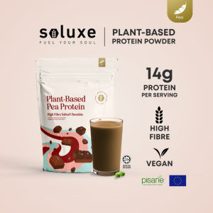 Soluxe Vegan High-Fibre Salted Chocolate Plant Based Pea Protein Powder Shake Non-GMO (500g)