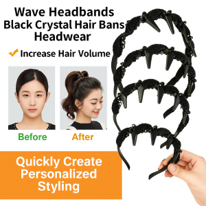 1 Second High Crown Top AllSeason Fashion Womens Headband with Pearl Accents and Sparkling Wave Design