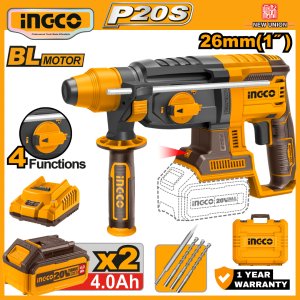 INGCO 20V LI-ION ROTARY HAMMER DRILL | SDS PLUS | BRUSHLESS MOTOR | CRHLI202287