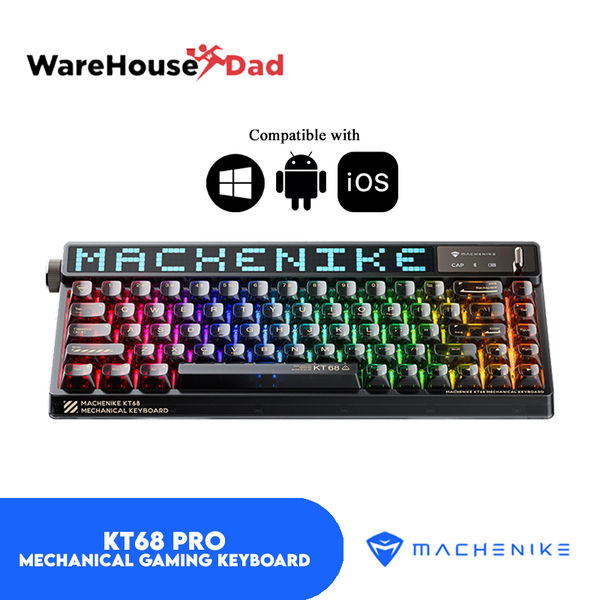 Machenike KT68 Pro Mechanical Keyboard with Screen Three Mode Black ...