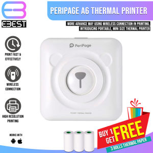 Peripage A6 Mini Pocket Wireless Bluetooth Thermal Printer Receipt Printer Smartphone FREE 3 ROLLS THERMAL PAPER (White / Pink / Green)