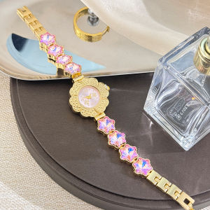 Golden Retro Womens Watch Exquisite Personalized Flower Shaped Watch For Women Waterproof Wristwatch Accessory