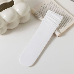 Janesame丨เรียกความยาวช่วงน่องของผู้หญิงและสีทึบถุงเท้าบางฤดูร้อนไหมน้ำแข็งระบายอากาศถุงเท้ามัดเป็นช่อ1คู่