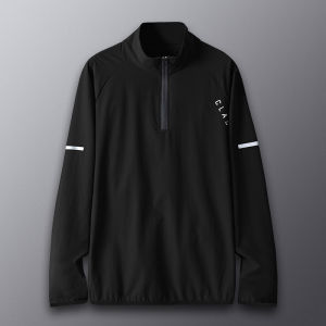 Mens Quick-Drying Long-Sleeved Casual Jacket Half Zipper Sports Jacket Cycling Sports Outdoors Workout Jogging Lightweight Comfortable