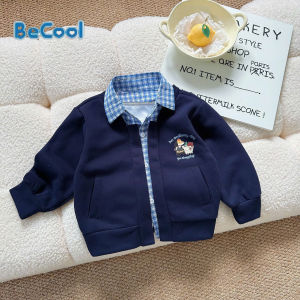 Áo Nỉ 2 Da Phối Sơ Mi In Hình Cún Đẩy Xe BECOOL Áo  Dài Tay Siêu Xinh Cho Các Bé Từ 10-27kg