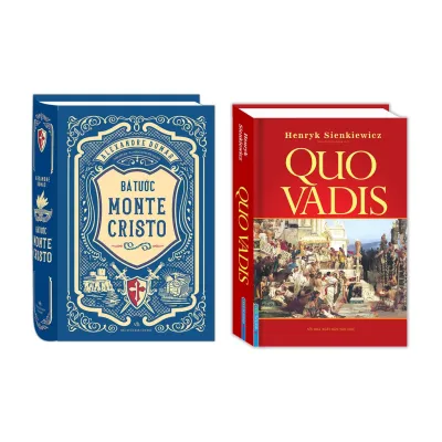 Sách - Combo Bá tước Monte Cristo (bìa cứng) + Quo Vadis (bìa cứng) + Tặng sổ bìa da