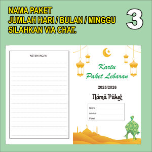 ISI 10 CUSTOM Kartu Paket Lebaran model Lipat untuk  Harian /  Mingguan / bulanan custom.nama parcel