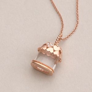 Chow Sang Sang 周生生 Love Decode 18K Rose Gold Diamond Light Home Sweet Home Heart House Necklace (47cm) 93037U