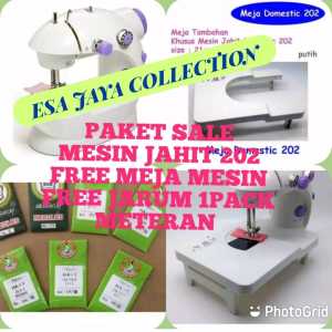 ESA PAKET SPESIAL 5IN1 Mesin Jahit 202 + Meja JUMBO 27x20 + SEWING KIT + LAMPU LED + Meteran