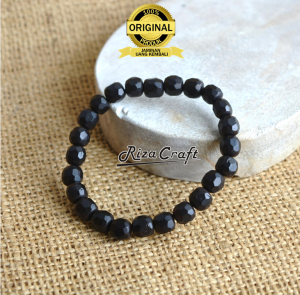 Gelang Kesehatan Kayu Kokka Kokkah Arab Turki model Bulat Hitam Cutting Kristal Santri Pria Wanita Cowo Cewe