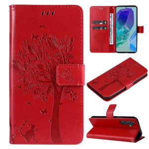 เคสโทรศัพท์ Samsung กาแล็คซี่ A56 A36 A16 A06 5G เคส A56 Samsung 4G เคสกระเป๋าสตางค์หนังแม่เหล็กรูปแมวต้นไม้เคสเคสแบบพับปิดได้ช่องเสียบบัตร TPU แบบนิ่ม