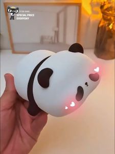 Lovely Panda Night Light Silicone Soft Touch Bedside Lamp for Bedroom Kids Room Nursery Decoration Infants Feeding Sleep Companion Cute Desk Light Gift for Girls Women