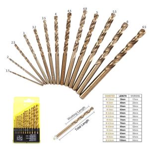 Mata Bor Besi Baja Set 13 Pcs Titanium Power Drill Steel Hex Ukuran 1.5 - 6.5 mm