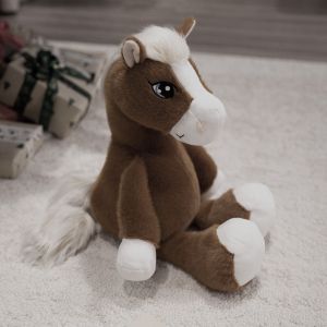 YOUSHI TOP Simulation Sitting Foal Plush Doll with Mane Long Tail Horse Plush Toys Doll Toys Soft Cartoon Horse Stuffed Toy Kids Gift