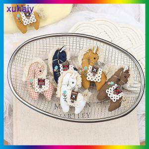 xuhaiy Cute Fabric Pink Plaid Pony Cartoon Stuffed Embroidered Animal Brooch Accessor For Clothing Accessories