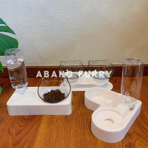 2IN1 Pet Bowl Auto-Refill water dispenser Water Bowl Food Bowl For Cat Dog Mangkuk Kucing 2 1