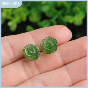 【SHANGZE4】 Tối Giản Thanh Lịch Ngọc Lục Bảo Màu Xanh Lá Cây Hình Dạng Hoa Stud Bông Tai Cho Món Quà Trang Trí Phụ Kiện Trang Trí Nội Thất Đồ Trang Sức Thời Trang