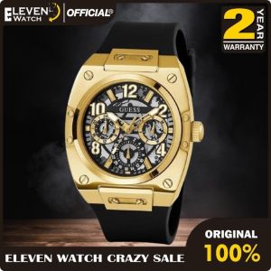 [Promo] Jam Tangan Pria Guess GW0569G2 Prodigy Dual Tone Sunray Dial Black Silicone Strap Original Garansi 2 Tahun [✔COD][100% Authentic] [COD]