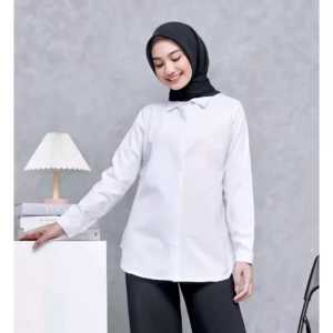 TUNIK POLOS WARNA PUTIH TERBARU 2024 MODERN SIMPEL ELEGAN REMAJA KOREA STYLE CANTIK MEWAH MURAH