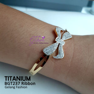 Gelang Ori Titanium Ribbon Mata Awet Anti Luntur Bisa dipakai sehari-hari Perhiasan Fashion Import Kualitas Premium bgt237
