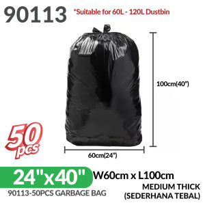 50PCS XL Jumbo Thick Garbage Bag Plastik Beg Sampah Hitam Besar Tebal HDPE Extra Large Heavy Duty Big Rubbish Waste Bag