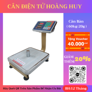 Cân bàn tính tiền điện tử 60kg/20g - khung cân được làm bằng sơn tĩnh điện bảo hành 12 tháng
